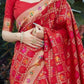 DEIANA'S Beautiful Designer Golden zari Soft Lichi Silk Saree - Red - Swadesiicart