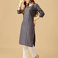 Jyoti Fashion Women's Grey Cotton Blend Embroidered Kurta Pant Set | Swadesiicart
