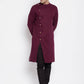 Even Apparels Maroon Pure Cotton Men's Sherwani Kurta With Asymetrical Cut | Swadesiicart