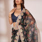 Black Jimmy Choo Designer Work Lace Border & Swarovski Work Saree - Orchid