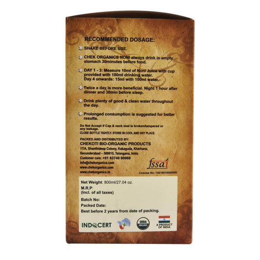 Chek Organics Noni Juice | Swadesiicart