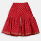 Ahalyaa Red Crepe Gold Printed Kids Kurta Sharara Set For Girls | Swadesiicart