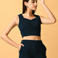 Myshka Women's Navy Blue Solid Top With Trousers - Swadesiicart