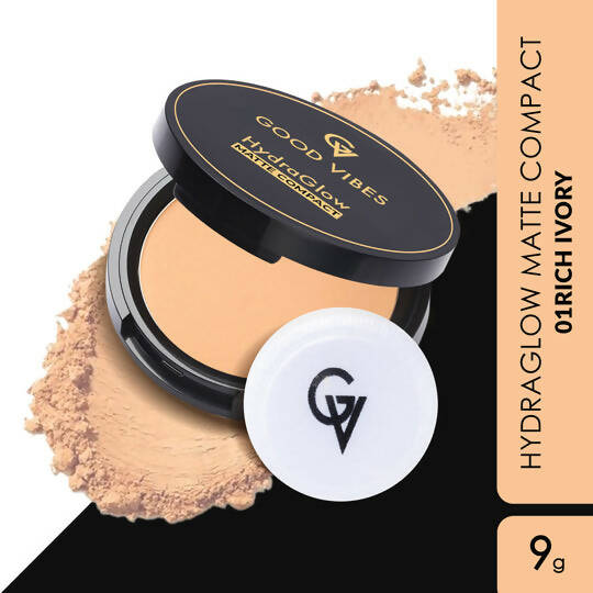 Good Vibes HydraGlow Matte Compact - Rich Ivory 01 - Swadesiicart