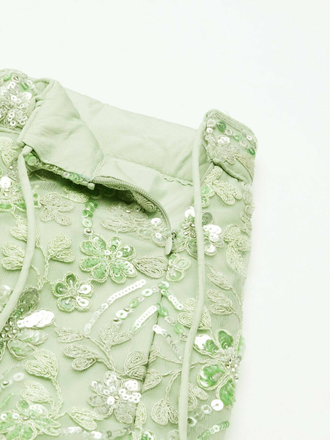 House of Panchhi Lime Green Net Sequins and Zarkan embroidery Lehenga choli & Dupatta | Swadesiicart