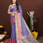 Lorenvalley Fashion Purple Soft Silk Woven Design with Zari Weaving Leheriya Design Saree - Swadesiicart