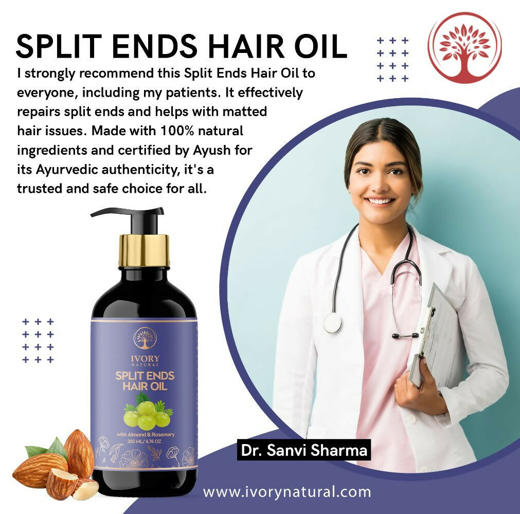 Ivory Natural Splits Ends Repair Hair Oil - Natural Hair Therapy For Split Ends And Hair Wellness | Swadesiicart