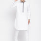 Even Apparels White Pure Cotton Men's Kurta With Contrast Collar And Placket | Swadesiicart