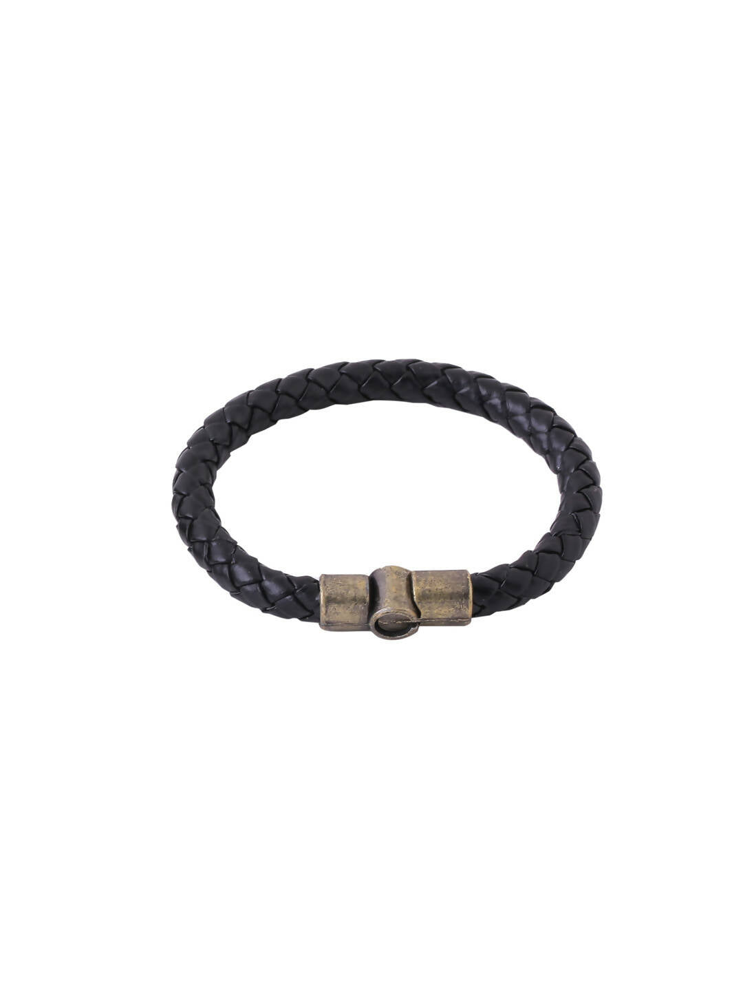 NVR Men's Black Leather Bracelet - Swadesiicart