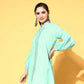 Ahalyaa Women Mint Green Pure Cotton Silver Print Tunic | Swadesiicart