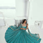 Aastha Fashion Rama Green Butterfly Net Tone To Tone Cotton Thread Work And Sequence Work Embroidery Wedding Wear Lehenga Choli