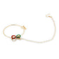 Gold-Polished White Red Stone-Studded Pearl Beaded Nosepin - Ruby Raang | Swadesiicart
