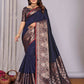 Joban Fashion Navy Blue Woven Banarasi Silk Sarees | Swadesiicart
