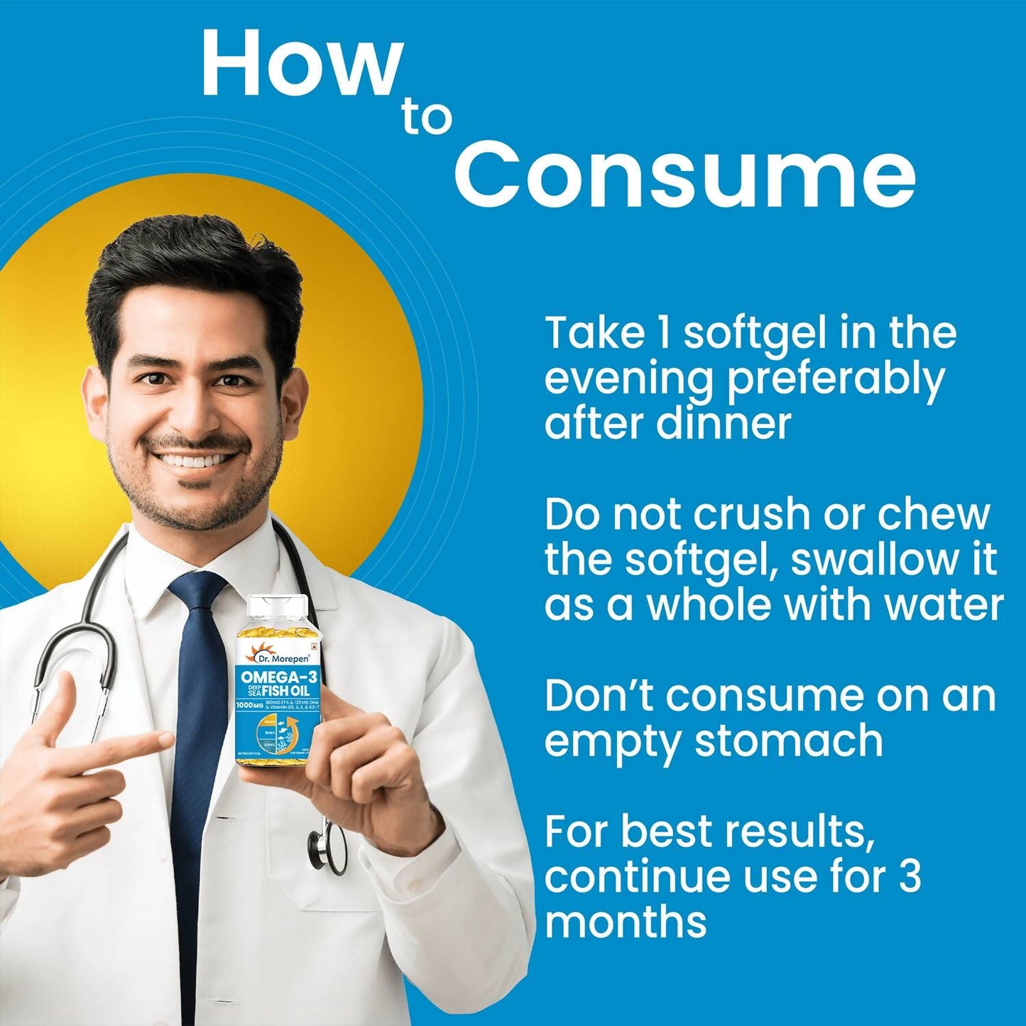 Dr. Morepen Omega 3 Deep Sea Fish Oil Softgels - Swadesiicart