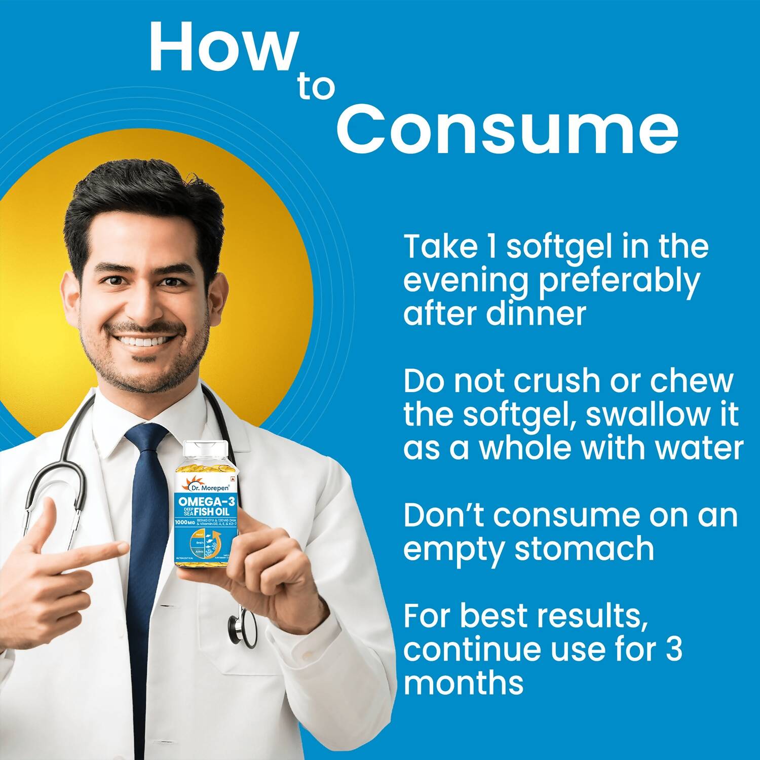 Dr. Morepen Omega 3 Deep Sea Fish Oil Softgels - Swadesiicart