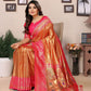 Aastha Fashion Orange Tissue Silk Weaving Saree