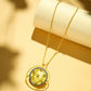Nuyug 18K Gold-Plated Zircon Studded Minimal Chain Textured Surface Pendant Necklace | Swadesiicart