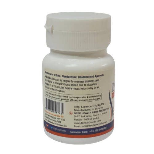 Deep Ayurveda Diacure 500mg Veg Capsules - Swadesiicart