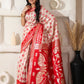 Shree Shyam Fashion Linen Cotton Red & White Saree