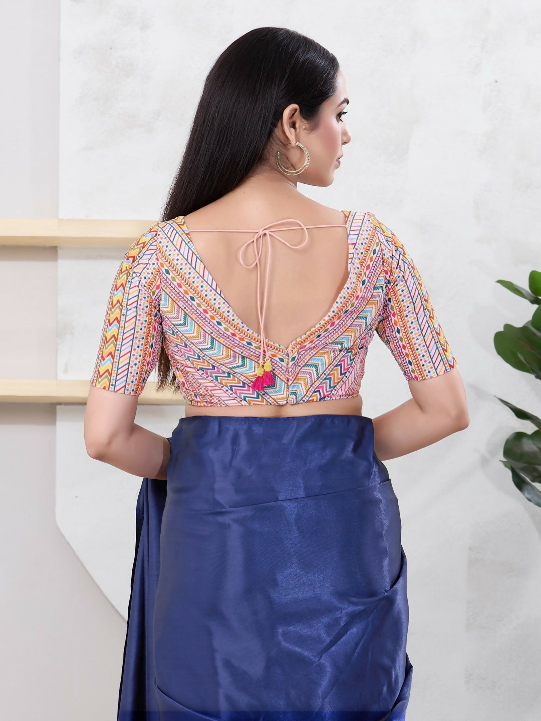 Joban Fashion Peach Shift Elbow Sleeveless Back Open Blouse - Swadesiicart