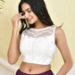 Amodini Designer Studio White Sequined Pearl Sleeveless Padded Blouse - Swadesiicart