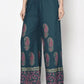 Aniyah Rayon Teal Blue Color Block Print Flared Slip-On Palazzo (AN-222K)