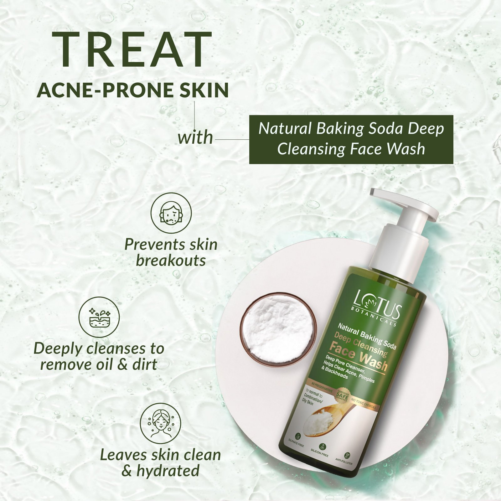Lotus Botanicals Natural Baking Soda Deep Cleansing Face Wash | Swadesiicart