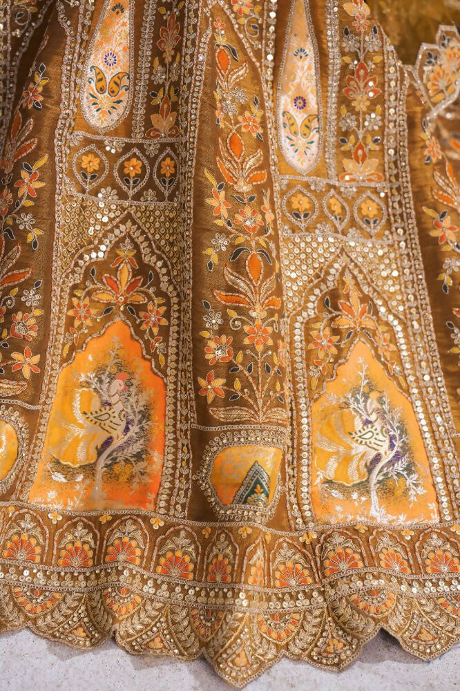 Kesar Fab Dark-Mustard Banarasi Silk Hand_Woven Lehenga | Swadesiicart