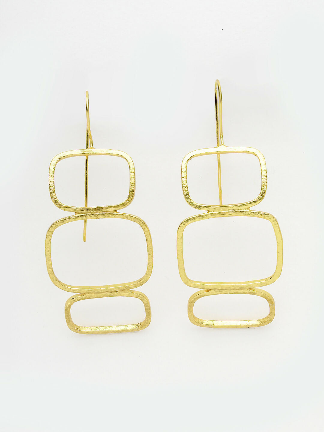 NVR Women Gold-Polished Contemporary Fish Hook Drop Earrings - Swadesiicart