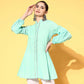 Ahalyaa Women Mint Green Pure Cotton Silver Print Tunic | Swadesiicart