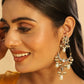 Nuyug 22K Gold Plated Crescent Kundan Drop Pearl Chandbali Earrings | Swadesiicart