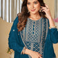 Chinnon Peacock Blue Embroidered Palazzo Salwar Suit - Emponline | Swadesiicart