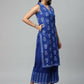 Ahalyaa Womens Indigo Blue Pure Cotton Printed Kurta Palazzo Set | Swadesiicart