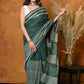 Very Much Indian Handblock Printed Cotton Saree With Natural Dyes - Leaf Green | Swadesiicart