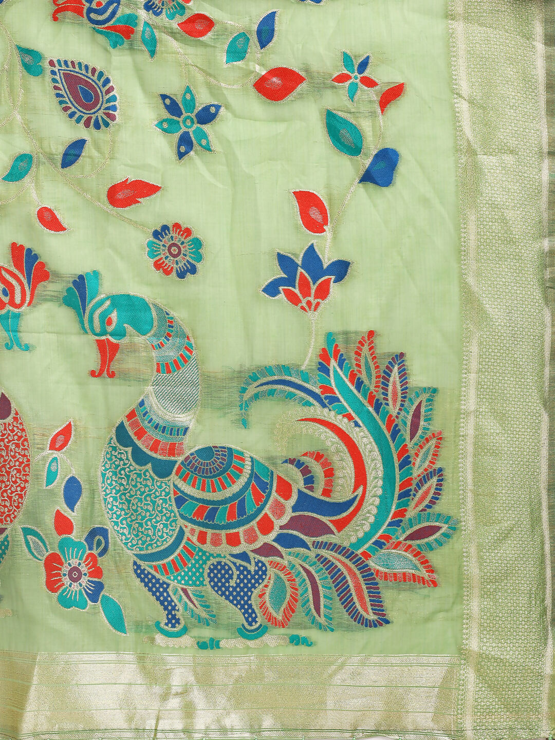 Shree Shyam Fashion Linen Cotton Light Green Saree