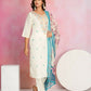 Ethnic Festive Wear Viscose Chanderi Off White Stitched Suit With Dupatta - Tanisha | Swadesiicart