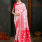 Shree Shyam Fashion Devistuti Red White Linen Cotton Saree