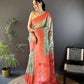 Joban Fashion Brick Red Floral Motifs Banarasi Silk Sarees | Swadesiicart