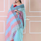 Very Much Indian Traditional Patteda Anchu Ilkal Handloom Saree - Sky Blue | Swadesiicart