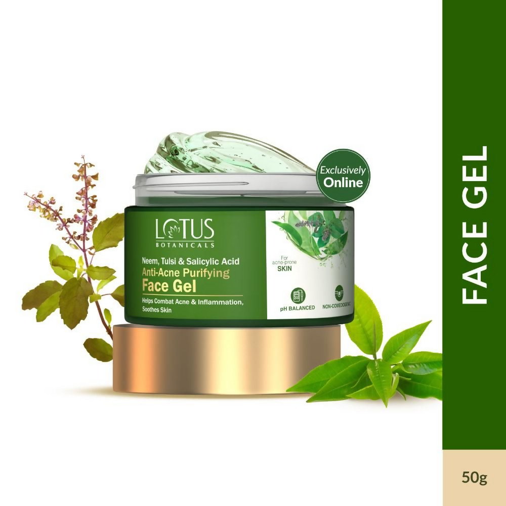 Lotus Botanicals Neem, Tulsi & Salicylic Acid Anti-Acne Purifying Face Gel | Swadesiicart