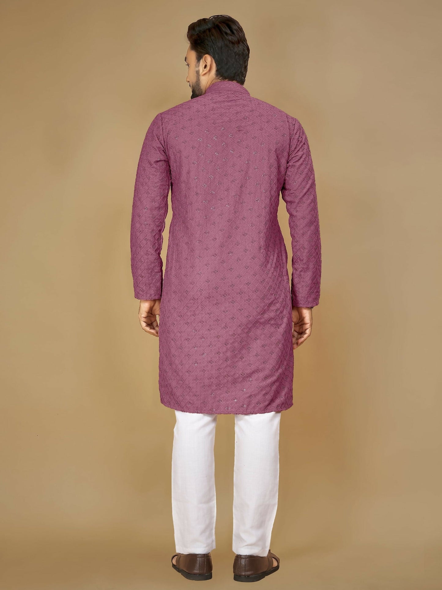 Anaita Purple Embroidered Rayon Straight Kurta
