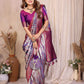Aastha Fashion Purple Tissue Silk Paithani Woven Saree