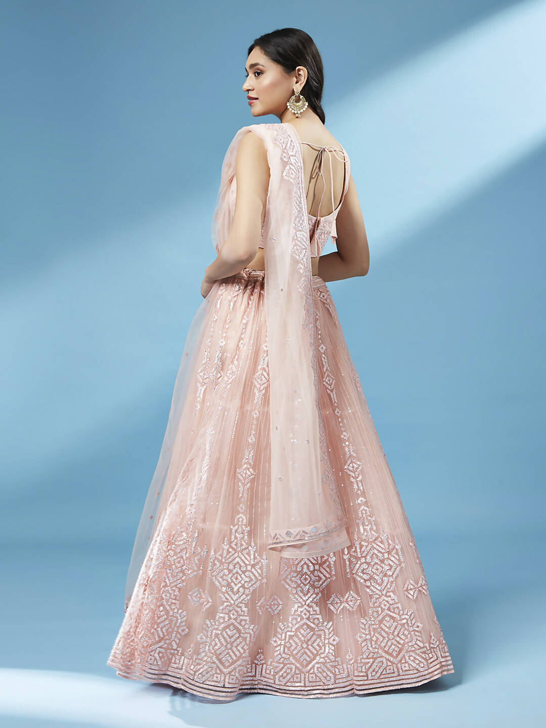House of Panchhi Peach Net Gotapatti Work Lehenga & Blouse, Dupatta | Swadesiicart