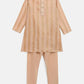 Ahalyaa Beige Chanderi Gold Foil Print Kids Kurta Churidar Set For Boys | Swadesiicart