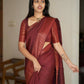 DEIANA'S Beautiful Designer Golden zari Soft Lichi Silk Saree - Brown - Swadesiicart
