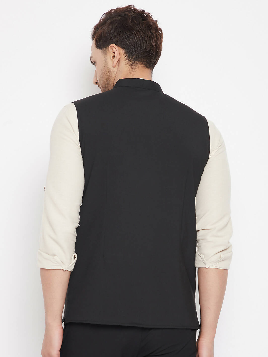Even Apparels Black Merino Men Woven Nehru Jacket PW668 | Swadesiicart