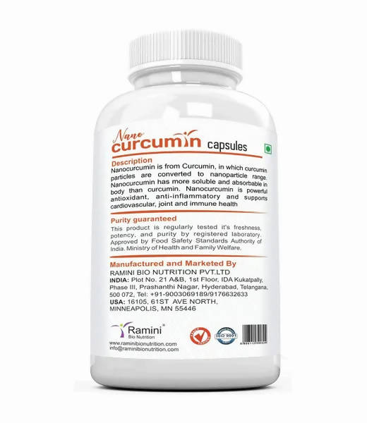 Ramini Bio Nutrition Nano Curcumin 500mg Veg Capsules | Swadesiicart