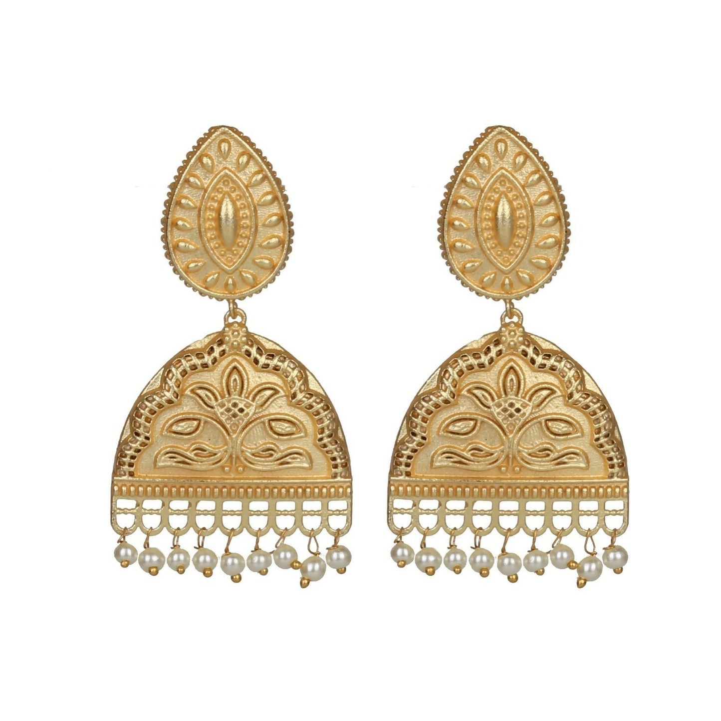 Joban Fashion Women Matte Gold Brass Earrings | Swadesiicart