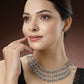 NVR Women's 3 Layered Floral Shape Artificial Beads German Silver Oxidised Necklace | Swadesiicart