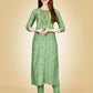 Jyoti Fashion Women's Sea Green Viscose Rayon Embroidered Kurta Pant Set | Swadesiicart